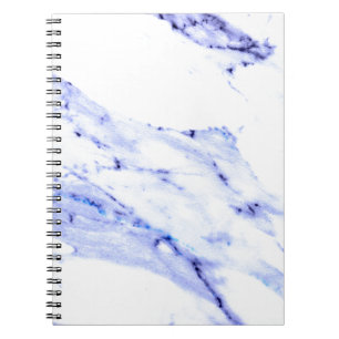 Caderno Espiral Padrão elegante de mármore branco azul