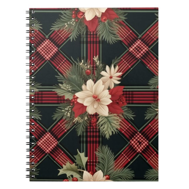 Caderno Espiral Padrão Elegante de Xadrez de Buffalo Preto e Branc (Frente)