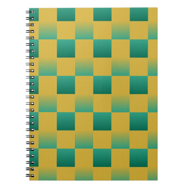 Caderno Espiral Padrão elegante em verde e ouro (Frente)