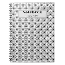 Caderno Espiral Padrão Elegante preto e branco