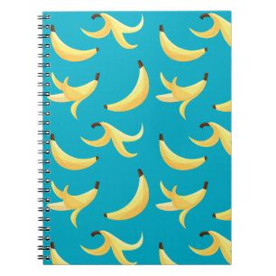 Caderno Espiral Padrão Engraçado de Banana Amarela Retro para Fest