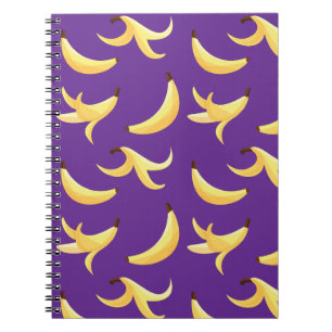 Caderno Espiral Padrão Engraçado de Banana Amarela Retro para Fest