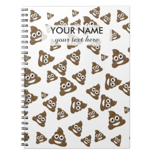 Caderno Espiral Padrão Engraçado de Poop Emoji