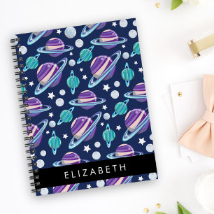 Caderno Espiral Padrão Espacial, Planetas, Estrelas, Galáxias, Seu