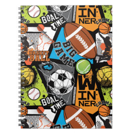 Caderno Espiral Padrão Esportivo Com Bolas