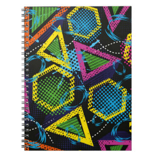 Caderno Espiral Padrão esportivo grunge abstrato para crianças. Cr