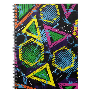 Caderno Espiral Padrão esportivo grunge, desenho infantil.