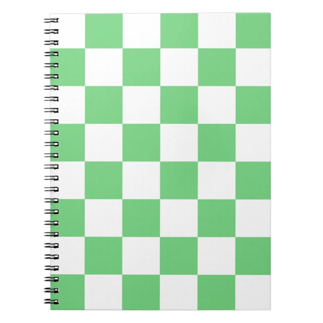 Caderno Espiral Padrão estético Y2K do Azulejo verde de tabuleiro  (Frente)
