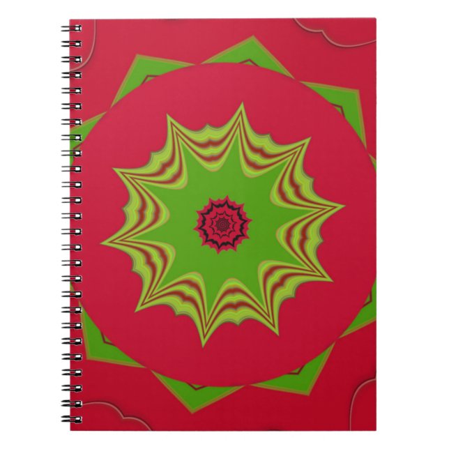 Caderno Espiral padrão étnico africano vermelho (Frente)
