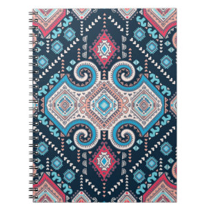 Caderno Espiral Padrão étnico de vintagem mexicano tribal