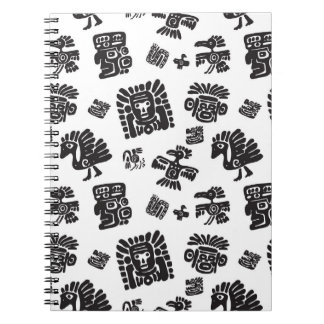 Caderno Espiral Padrão Étnico Preto Maya