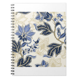 Caderno Espiral Padrão étnico uniforme com ornamento indiano. Vint