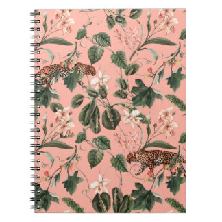 Caderno Espiral Padrão exótico tropical aquarela com orquídea, gr