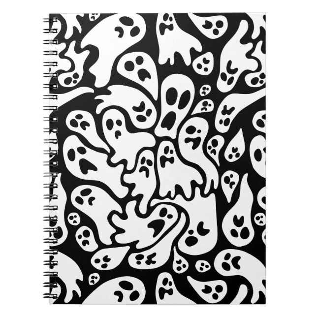 Caderno Espiral Padrão Fantasma Preto E Branco (Frente)