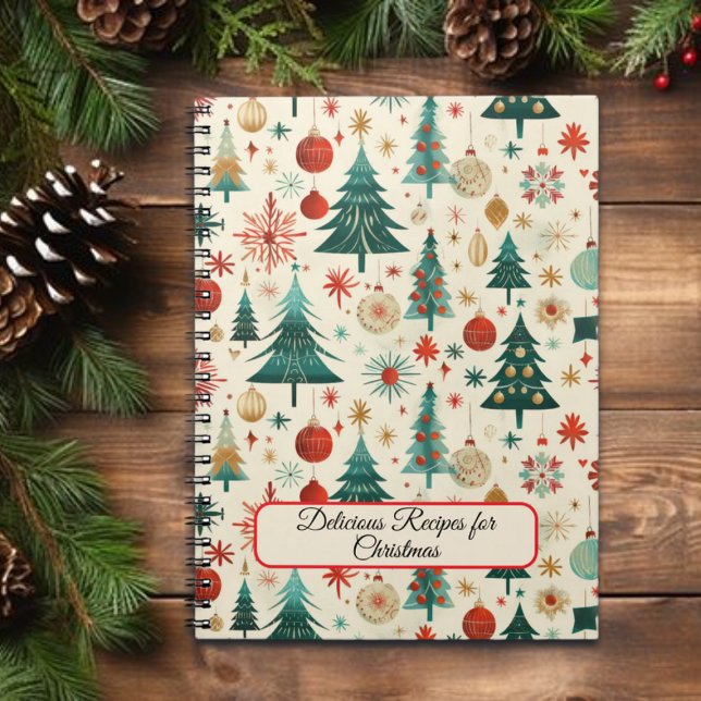 Caderno Espiral Padrão Festivo de Férias de Inverno (Criador carregado)