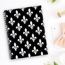 Padrão Flor de Lis, Real Francês, Branco no Preto