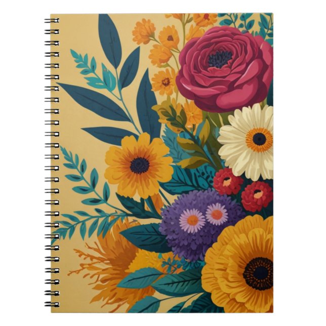 Caderno Espiral padrão floral (Frente)