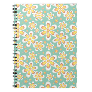 Caderno Espiral Padrão Floral Amarelo