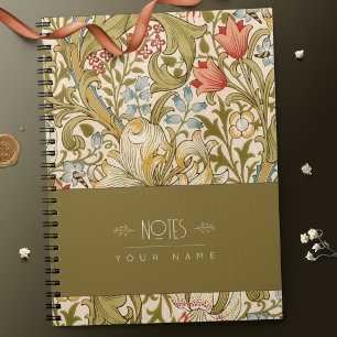Caderno Espiral Padrão Floral Art Nouveau de Lírio de William Morr
