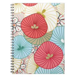 Caderno Espiral Padrão Floral Atarefado Colorido Abstrato Bonito