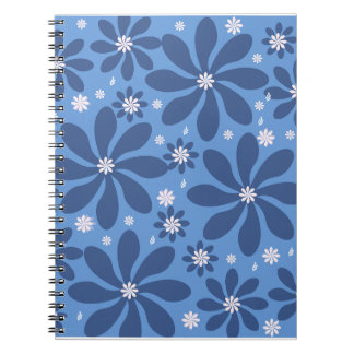 Caderno Espiral Padrão Floral Azul - Acesso ao Na moda