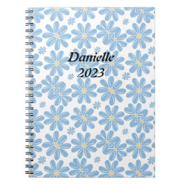 Caderno Espiral Padrão Floral Azul - Notebook Personalizado