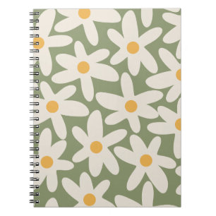 Caderno Espiral Padrão Floral Boho Contemporâneo Retro Moderno Sag