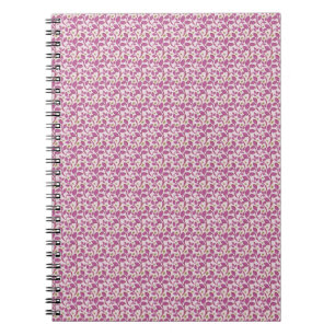 Caderno Espiral Padrão Floral Botânico Rosa com Videira e Design d
