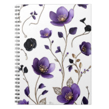 Padrão Floral Botânico Roxo e Dourado 3D Elegante