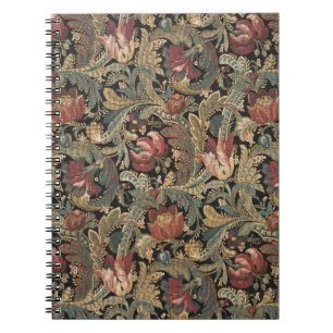 Caderno Espiral Padrão Floral Botânico Vintage Sombrio e Mal-humor