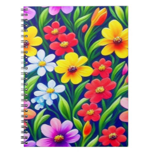 Caderno Espiral Padrão floral colorido