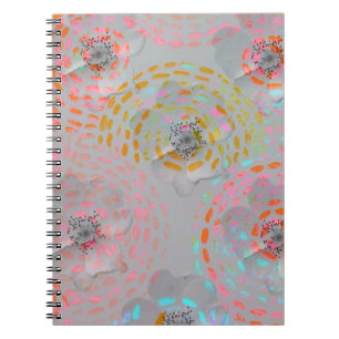 Caderno Espiral Padrão floral colorido com linhas gráficas ponti