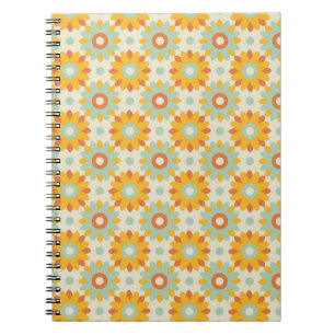 Caderno Espiral padrão floral colorido flores selvagens abstrato