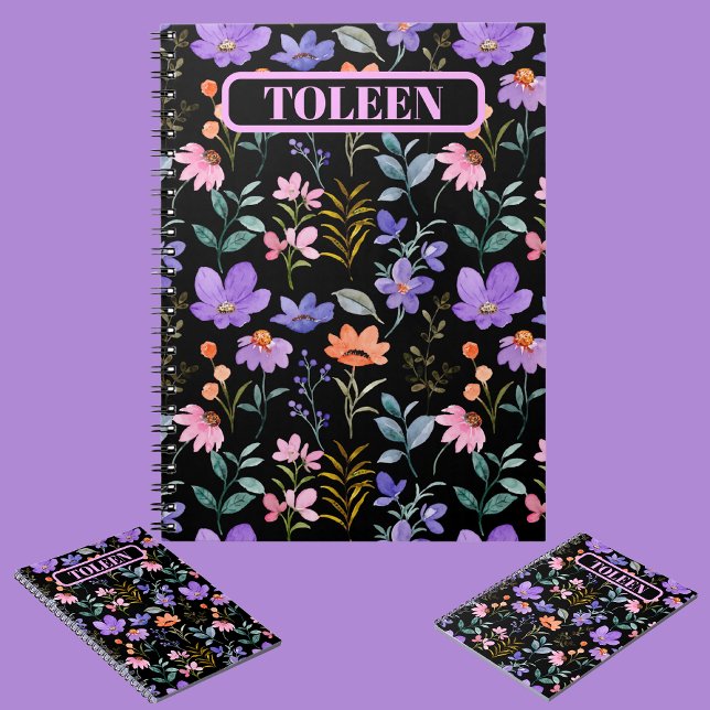 Caderno Espiral Padrão Floral Colorido Personalizado (Criador carregado)