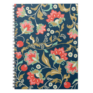 Caderno Espiral Padrão floral colorido sem costura no estilo popu