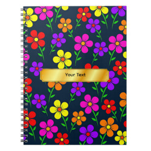 Caderno Espiral Padrão Floral Colorido TEMPLATE