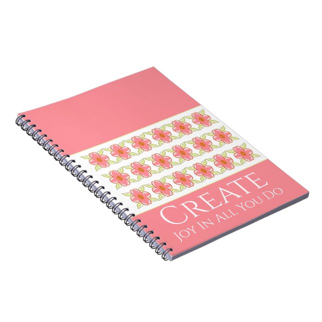 Caderno Espiral Padrão floral cor-de-rosa (Lado Direito)