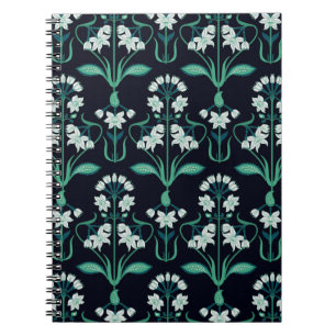 Caderno Espiral padrão floral de abstrato art nouveau sem costura