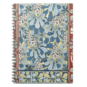 Caderno Espiral Padrão Floral de Castanheira Art Nouveau Vintage