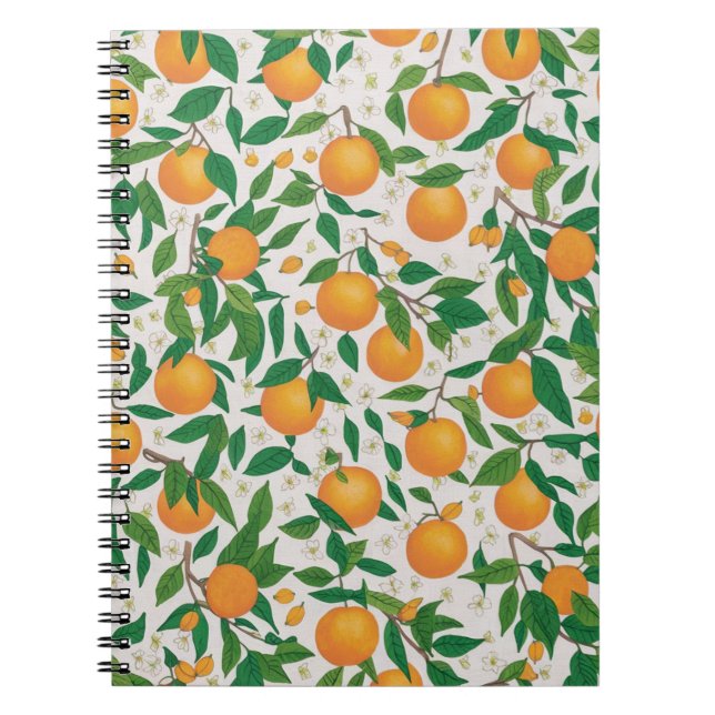 Caderno Espiral Padrão Floral de Fruta de Citros de Verão (Frente)