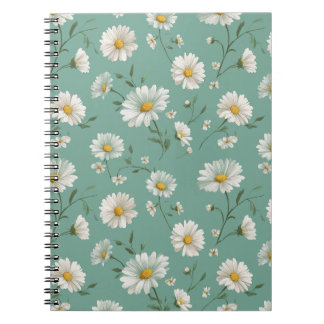 Caderno Espiral Padrão Floral de Hortênsia Pastel Cottagecore