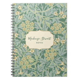 Caderno Espiral Padrão Floral de Jasmim Verde