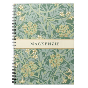 Caderno Espiral Padrão Floral de Jasmim Verde
