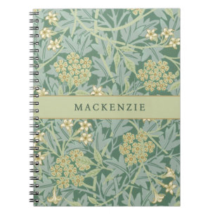 Caderno Espiral Padrão Floral de Jasmim Verde