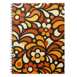 Caderno Espiral Padrão Floral de Outono