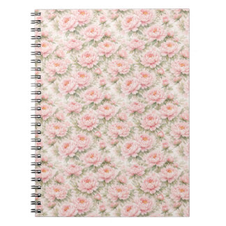 Caderno Espiral Padrão Floral de Peônia em Aquarela Suave Sem Cost