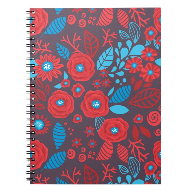 Caderno Espiral Padrão floral de rabisco (Frente)