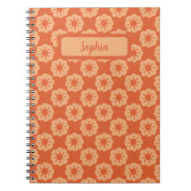 Padrão Floral Desenhado à Mão em Laranja Terroso
