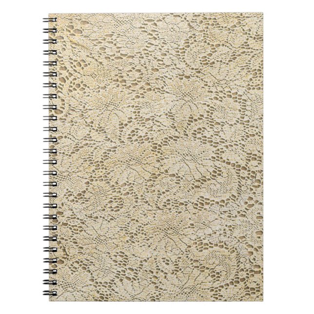 Caderno Espiral Padrão Floral do Crochet Lace antigo + suas ideias (Frente)