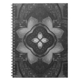 Caderno Espiral Padrão Floral do Lápis Negro da cinza